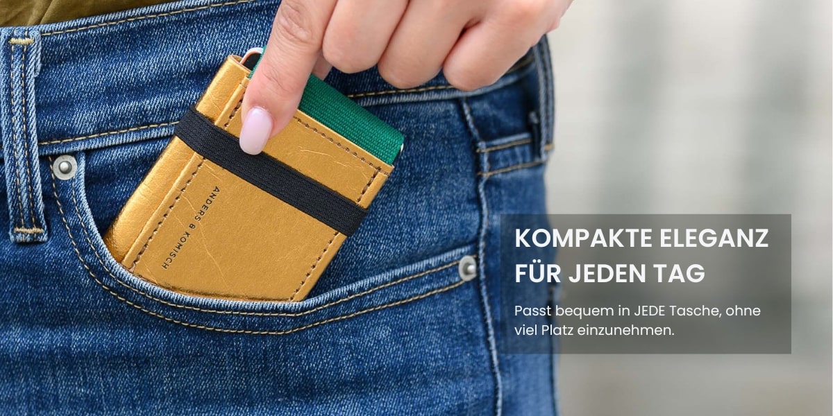 Kleines Portemonnaie in Gold/Grün für die Frauen Hosentasche